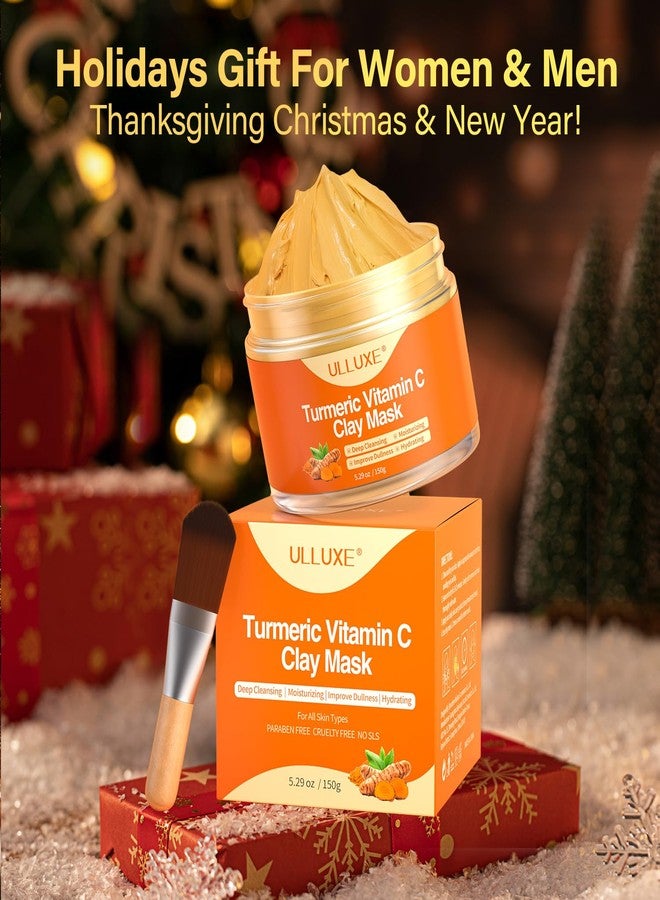 ulluxe Turmeric Vitamin C Clay Mask for Dark Spots, Dull Skin, Moisturizing, Skincare Facial Mask for Blackheads and Pores Cleansing, Improve Uneven Skin Tone, Face Skincare Gift, 5.29 oz - Image 2